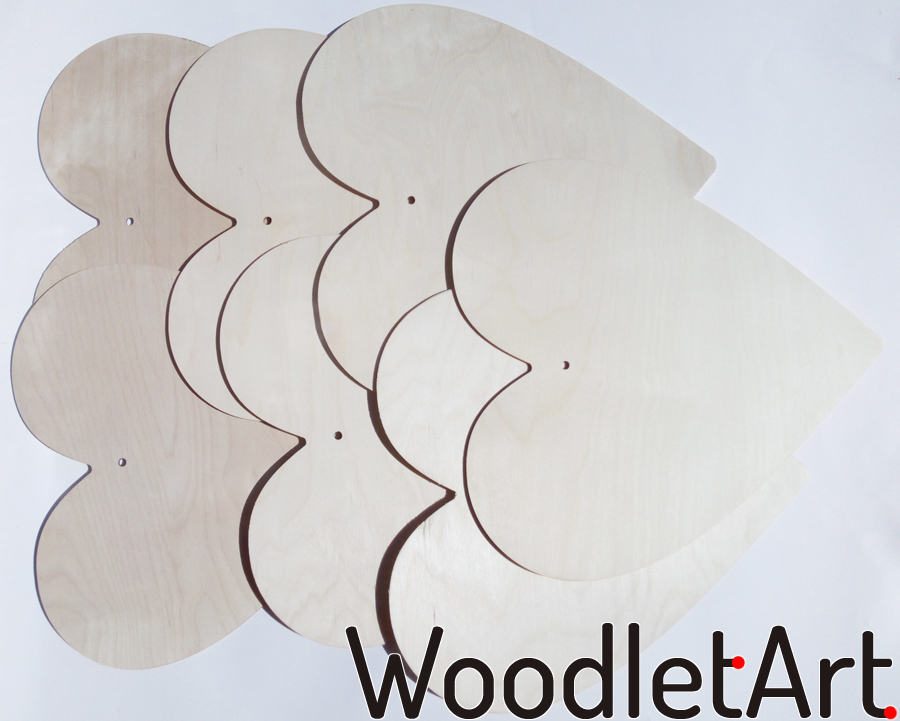 Sklejka serce do zawieszenia z otworem. Wycinanka laserowa serce 35cm x 35cm